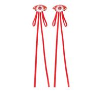 PRETYZOOM 1 Pair Red Japanese Style Bride Hair Clips Tassel Hair Accessories for Lightweight Festival Decorative Cloth and Metal for Daughter or Wife