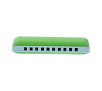 PRETYZOOM 10-hole Blues Harmonica 20 Tones with Storage Box for Boys and Girls and Beginners, Green and Light Blue Plastic Harmonica for Musical Learning and Play