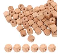 PRETYZOOM 100pcs 12mm Natural Unpainted Beech Wood Cube Beads Large Hole Square Wooden Craft Cubes for DIY Jewelry Making Bracelets Necklace Home Decoration