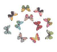 PRETYZOOM 100pcs Butterfly Shaped Wooden Buttons for Crafts Decorative Fasteners with Mixed Patterns Rustic Natural Texture Easy to Sew for DIY Sewing and Scrapbooking Projects