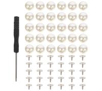 PRETYZOOM 100pcs DIY No Sew Pearl Buttons with Alloy Screws for Clothing, Easy to Install and Remove, Artificial Pearl Material, for DIY Crafts and Manual Needs, 10mm Size, Fashion Creative
