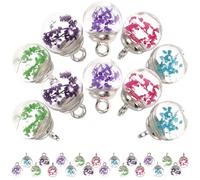 PRETYZOOM 100Pcs Glass Ball Charms for DIY Jewelry Making Delicate Glass Pendant Charms with Hanging Ring Mixed Colors Lake Blue Rose Red Green Purple for Earrings Bracelets Keychains