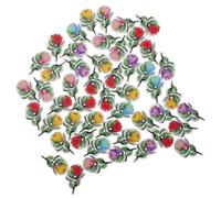 PRETYZOOM 100pcs Painted Wooden Flower Buttons Decorative Buttons for Craft DIY Sewing Accessories Rose Fasteners for Clothing Coat Shirt Jeans