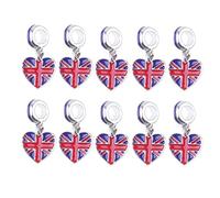 PRETYZOOM 10pcs British Flag Bracelet Set Britain Flag Charms Pendant Heart Shape Enamel Charms UK Union Jack Flag Beads for DIY Necklace Bracelet Jewelry Making Patriotic Charms Alloy