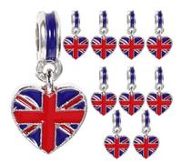 PRETYZOOM 10pcs British Flag Bracelet Set Britain Flag Charms Pendant Heart Shape Enamel Charms UK Union Jack Flag Beads for DIY Necklace Bracelet Jewelry Making Patriotic Charms Alloy