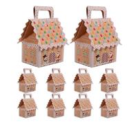 PRETYZOOM 10pcs Christmas Gingerbread House Candy Boxes with Handle, Paper Material, Ergonomic Design for Festive Parties and Holiday Decorations, Charming and Creative Christmas Party