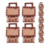 PRETYZOOM 10pcs Gingerbread House Cookie Boxes Paper Treat Boxes with Ergonomic Design and Portable Handle for Christmas Gatherings and Holiday Decorations in Brown