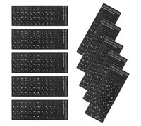 PRETYZOOM 10pcs Hebrew English Keyboard Stickers for Laptop and Computer, Black Pvc Material with White Letters, Enhance Typing Efficiency, for Home Office Accessory Use