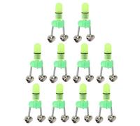 PRETYZOOM 10pcs LED Fishing Dual Bell Alarm for Rods, Clip on Night Use | Green Lamp Detail, Plastic Build, Portable Bite Indicator, Practical Accessory for River Outings