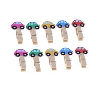 PRETYZOOM 10pcs Photo Paper Car Wood Photo Clip Wood Craft Clips Christmas Photo Clips Small Clothes Picture Wall Decor Mini Photo Clips Photo Clips for Pictures Natural Nail Clip Wooden