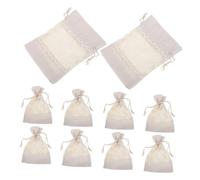 PRETYZOOM 10pcs Small Drawstring Storage Bags Window, Floral Pattern Canvas Pouches for Jewelry, Candy and Small Items, White Edge, for Packaging and Organization