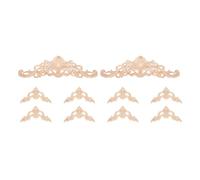 PRETYZOOM 10pcs Wood Carved Appliques Set Practical Solid Wood Embossed Corner Decals for Cabinet and Furniture Decoration Includes 8pcs 16x8cm C-05 and 2pcs 40x12cm A007 for Home Crafting