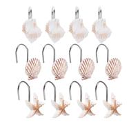 PRETYZOOM 12 Pack Seashell Shower Curtain Anti-Rust Hooks, Nautical Sturdy Resin Beach Rings for Bathroom Shower, Living Room, Bedroom Accessories