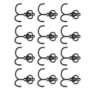 PRETYZOOM 12 Sets Black Double Prong Coat Wall Hanger Hooks with Antique Vintage Crown Design, Heavy Duty Metal Wall Mounted Hat Hooks to Reduce Mess in Guest Rooms and Mudrooms