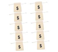 PRETYZOOM 12pcs Coin Bag Drawstring Money Bags Cotton Linen Material Beige Black Easy to Open Beautiful Appearance for Theme Poker Party Supplies