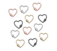 PRETYZOOM 12pcs Heart-Shape Key Chain Rings DIY Crafting Accessories Alloy Open Rings for Jewelry Making Key Holders Secure Closure for Handmade Projects