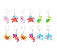 PRETYZOOM 12Pcs Keychain Shark Crab Seahorse Turtle Charm Pendant Keyring Ocean Creatures Key Chain Car Purses Handbag Backpack Accessories Decoration