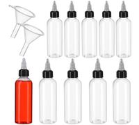 PRETYZOOM 12pcs Reusable Sauce Squeeze Bottles Set with 5x100ml, 5x60ml Bottles and 2 Funnels for Ketchup Mustard Salad Dressing Dispensing in Kitchen and Dining Use
