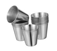 PRETYZOOM 12pcs Shot Glasses Cups Measure Curved Holder Serve Drinkware Serving Stainless Cups Tumbler Round Insulated Mugs Whiskey Alcohol Silver