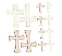 PRETYZOOM 12pcs Wooden Cross Bead Decor Bezel Base Poster Cutouts Roadside Crosses Memorial Pendant Outdoor Unfinished Crosses Large Cruces Silver Wall Cross Clear