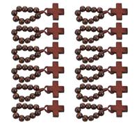 PRETYZOOM 12pcs Wooden Cross Pendant Ring Pack with Damage-resistant and Fade-proof Features, Elegant Design for Baptism Favors and Spiritual Prayer Beads