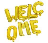 PRETYZOOM 16-inch Gold Welcome Letter Foil Balloon for Party Decoration, Housewarming, Homecoming, Back to School, Classroom and Family Gathering Celebration
