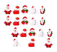 PRETYZOOM 18pcs Christmas Resin Dolls Mini Santa Claus Snowman Bear Figurines Desktop Display Xmas Statue Art Collectible Figure Cake Topper Holiday Party Gift Goodie Bag Stuffer (Ramdom Style)