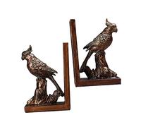 PRETYZOOM 1Pair Creative Golden Parrot Bookends Premium Resin Decorative Book Supports for Home Office Unique Desktop Book Stoppers for Organizing Books and Files Great for Libraries and Classrooms