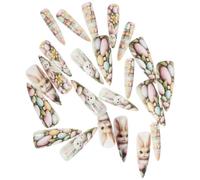 PRETYZOOM 2 Boxes Easter Bunny Press on Nails Full Cover False Nails Stickers Cute Cartoon Rabbit Design French Tip for Women Party Decor