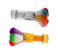 PRETYZOOM 2 Pcs Nail Dust Cleaner Brush Soft Bristle Makeup Cosmetic Brushes Rhinestone Handle for Nail Art and Loose Powder Removal, Silver and Gold Set for Professional Beauty Use