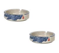 PRETYZOOM 2 pcs Round Shaped Ceramic Underglaze Ashtray with Multifunctional Household Storage and Decorative Porcelain Ornament Eco Friendly Reusable Desktop Accent for Living Room and
