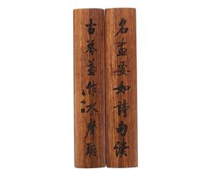 PRETYZOOM 2 Pcs Solid Wood Chinese Calligraphy Paperweights Traditional Motif, 1.4' X 7.1' Non-slip Paper Press for Painting, Writing, and Artist Studio Use