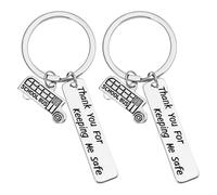 PRETYZOOM 2 pieces driving careful key fob thank you for keeping me safe alloy school bus driver bus driver thank you jewellery gifts men women