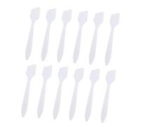PRETYZOOM 200pcs Facial Mask Spoons and Cosmetic Beauty Spatulas Transparent and White Plastic Skincare Tools with Curved Small Scoop for Creams Eye Creams and Makeup Application Travel and