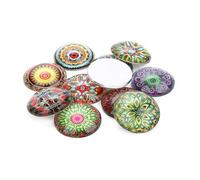 PRETYZOOM 20Pcs 10Mm Round Glass Sunflower Patches DIY Jewelry Material Colorful Floral Cabochon Gems for Craft Making and Decoration