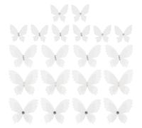 PRETYZOOM 20pcs Butterflies Patches Double Stereo Yarn Patch Organza Rhinestones Easy to Sew White Butterflies Shaped Appearance Creative DIY Accessories for Bags Clothing