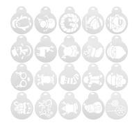 PRETYZOOM 20pcs Christmas Cookie Stencil Cake Painting Stencils Hollow Coffee Plastic White Patterns for Latte and Hot Chocolate Crafting