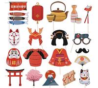 PRETYZOOM 20pcs Japanese Tea Party Photo Booth Props Japanese Cuisine Sushi Restaurant Decoration Japanese Banquet Dancing Party Photo Props