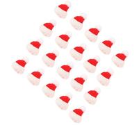 PRETYZOOM 20pcs Mini Christmas Woolen Yarn Hats Red DIY Handmade Accessories for Tableware and Christmas Trees Festive Lovely Photo Props Mini Adornment Decoration