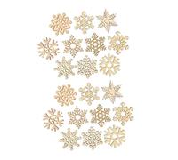 PRETYZOOM 20pcs Mixed Style Wooden Snowflakes Christmas Hanging Ornaments Unfinished Chips for Home Office Bar Decorations