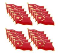 PRETYZOOM 20pcs Red Flag Brooch Alloy Lapel Pin Badge with Five-pointed Star for Shirts Hats Backpacks Patriotic National Symbol Accessories