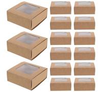 PRETYZOOM 20pcs Retro Kraft Paper Box with Viewing Window Blank Packaging for Matchsticks for Wedding Favor