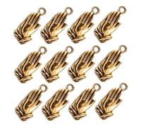 PRETYZOOM 20pcs Zinc Alloy Prayer Hands Pendants Charms for DIY Jewelry Making Bracelets Necklaces Accessories Sturdy Tarnish Resistant Vintage Gold Tone