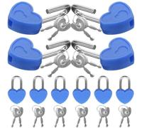 PRETYZOOM 24 Set Mini Heart Lock, Heart Shaped Key Lock with 2 Keys, Alloy Plastic, Blue, Lightweight, for Suitcase and Diary Books, Vintage