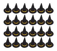 PRETYZOOM 24pcs Mini Black Felt Witch Hat Bottle Topper for Halloween Party Decorations, Sturdy and Lightweight Small Witch Hat Ornament, for Masquerade and DIY Craft Accessories