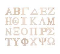 PRETYZOOM 24pcs Natural Wood Alphabet Letters Unfinished Greek Letter Stencils for Learning DIY Painting Scrapbooking Word Formation Puzzle and Wall Decor Craft