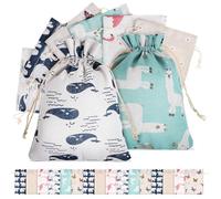 PRETYZOOM 24Pcs Small Jute Drawstring Jewelry Bags Pouches Fabric Wrap Bags for Bracelets Packaging Craft Party Random Style