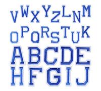 PRETYZOOM 26 Pieces Iron-on Embroidered Letter Patches Set, Navy Alphabet Appliques for Clothing Decoration, DIY Garment Embellishments Suitable for Jackets, Jeans, Hats, and Bags