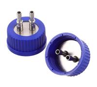 PRETYZOOM 2pcs Blue 2-port Fermentation Bottle Caps for Lab Bottles, Metal and Plastic Material with Reliable Seal and Easy Maintenance, for Mushroom Cultivation and Production