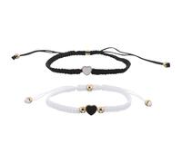 PRETYZOOM 2pcs Braided Couples Bracelets Handmade Woven Rope Bracelets with Heart Design Charms